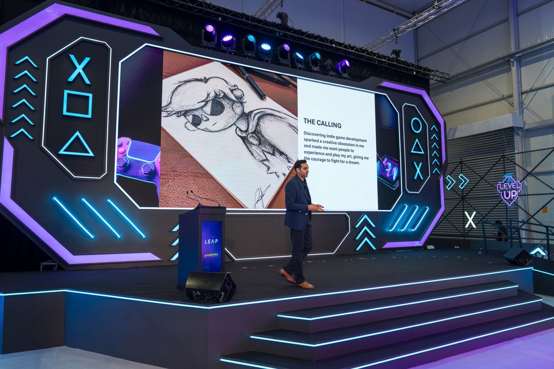 Rojeh on the Kingdom of Gaming stage at LEAP